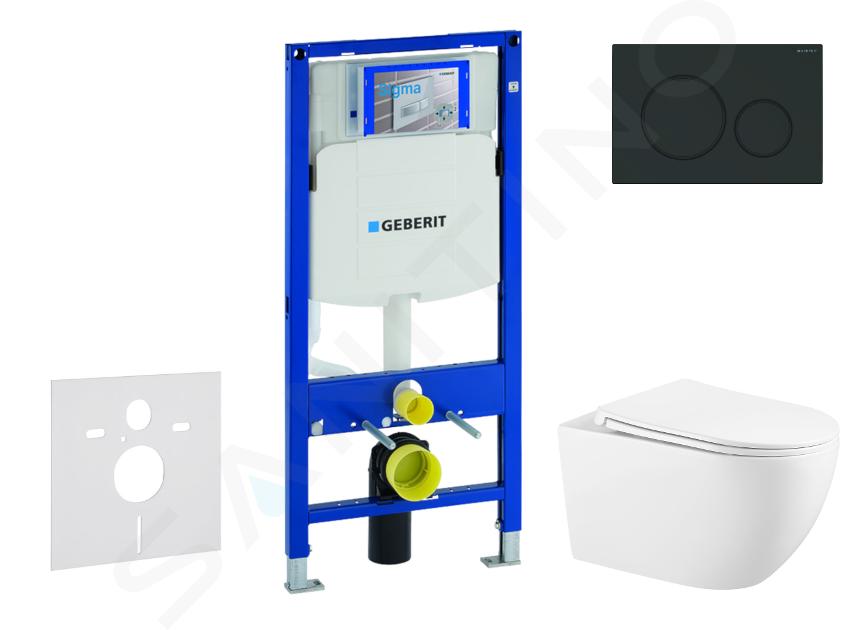 Geberit Duofix - Set Vorwandelement, Gaia-WC mit Softclose-Sitz und Sigma20-Betätigungsplatte, schwarz matt/schwarz SANI11CA5135