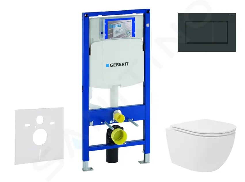 Geberit Duofix - Set predstenovej inštalácie, kompaktného klozetu Oudee Vortex a dosky softclose, tlačidlo Sigma30, čierna lesk/čierna mat SANI11CA5141