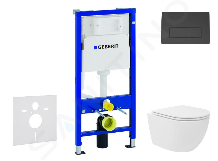 Geberit Duofix - Set predstenovej inštalácie, kompaktného klozetu Oudee Vortex a dosky softclose, tlačidlo Delta50, matná čierna SANI11CA5143