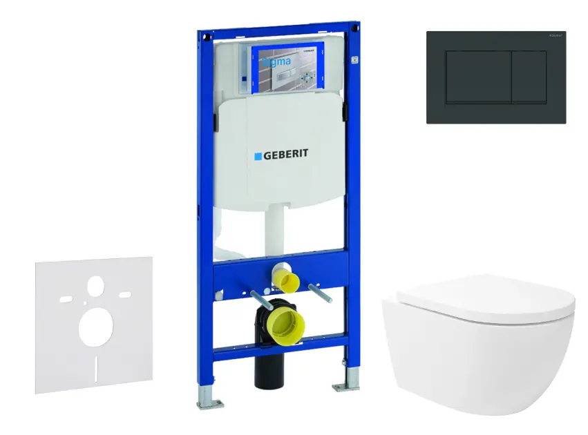 Geberit Duofix - Set predstenovej inštalácie, klozetu Oudee Vortex a dosky softclose, tlačidlo Sigma30, čierna lesk/čierna mat SANI11CA5147