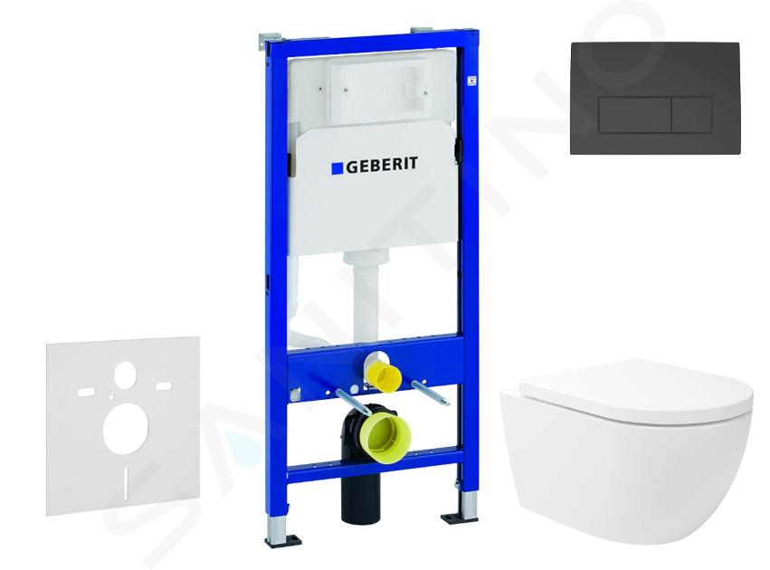 Geberit Duofix - Set předstěnové instalace, klozetu Oudee Vortex a sedátka softclose, tlačítko Delta50, matná černá SANI11CA5149