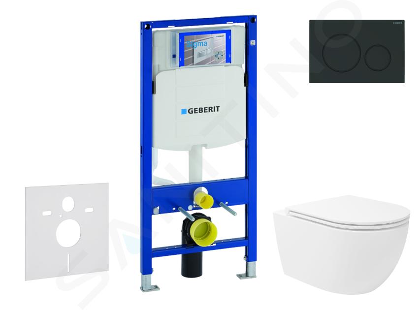 Geberit Duofix - Set Vorwandelement, WC Oudee Vortex mit Softclose-Sitz und Sigma20-Betätigungsplatte, schwarz matt/schwarz SANI11CA5152