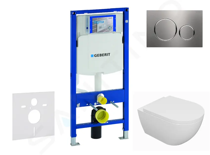 Geberit Duofix - Set predstenovej inštalácie, klozetu Oudee a dosky softclose, tlačidlo Sigma20, nerezová SANI11CA6100