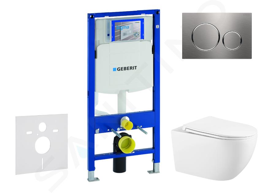Geberit Duofix - Conjunto de instalación empotrada, inodoro Gaia y asiento softclose, pulsador Sigma20, acero inoxidable SANI11CA6102