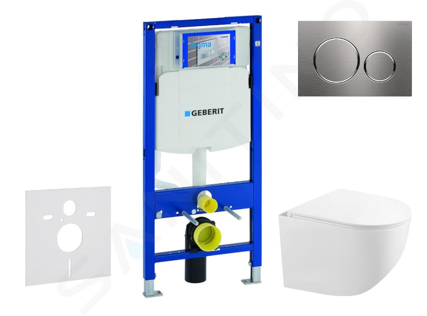 Geberit Duofix - Set voor voorwandinstallatie, compacte wc Gaia en softclose zitting, bedieningsplaat Sigma20, roestvrij staal SANI11CA6104