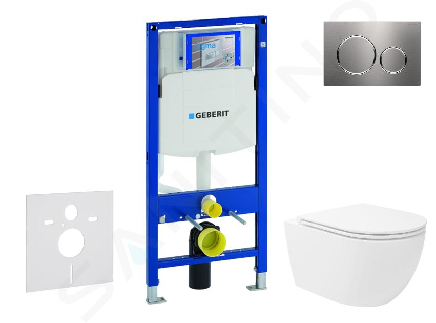Geberit Duofix - Set Vorwandelement, WC Oudee Vortex mit Softclose-Sitz und Sigma20-Betätigungsplatte, Edelstahl SANI11CA6108
