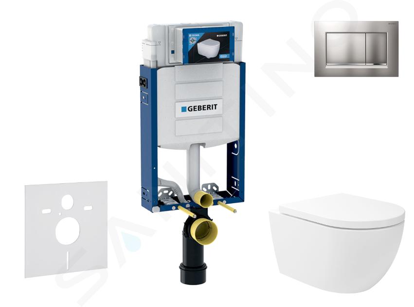 Geberit Kombifix - Set předstěnové instalace, klozetu Oudee Vortex a sedátka softclose, tlačítko Sigma30, lakovaný chrom mat/chrom SANI15CA1132