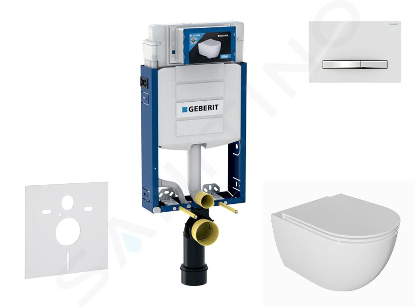 Geberit Kombifix - Set Vorwandelement, WC Oudee mit Softclose-Sitz und Sigma50-Betätigungsplatte, Chrom/Alpinweiß SANI15CA3123