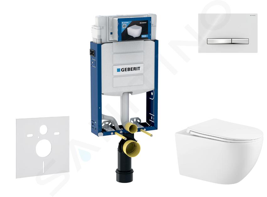 Geberit Kombifix - Set voorwandinstallatie, Gaia toilet en softclose-zitting, Sigma50 bedieningsplaat, chroom/alpine wit SANI15CA3126