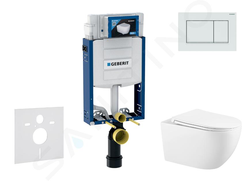 Geberit Kombifix - Set voorwandinstallatie, Gaia toilet en softclose-zitting, Sigma30 bedieningsplaat, wit/wit mat SANI15CA3127