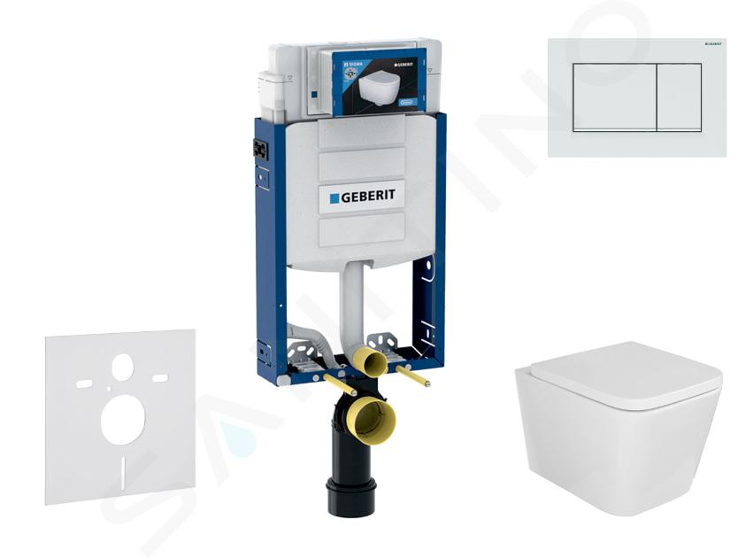 Geberit Combifix - Set con modulo di installazione, vaso WC Arkas I e copriwater softclose, placca di comando Sigma30, bianco/bianco opaco SANI15CA3133
