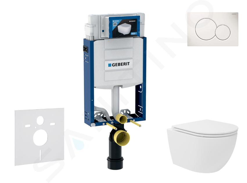 Geberit Kombifix - Előfali szerelő készlet, kompakt WC Oudee Vortex és softclose ülőke, Sigma01 vezérlőgomb, alpesi fehér SANI15CA3134