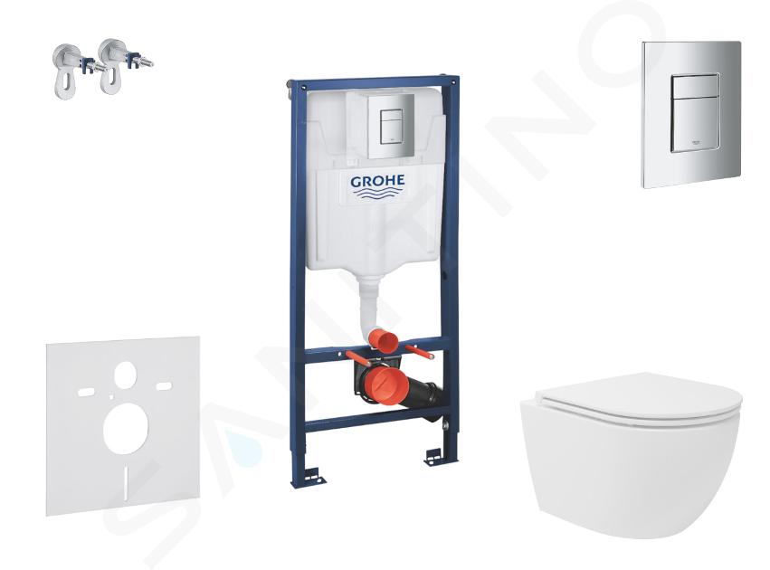 Grohe Rapid SL - Voorwandinstallatieset, compacte Oudee Vortex toilet en softclose zitting, Skate Cosmopolitan drukknop, chroom SANI11BA3105