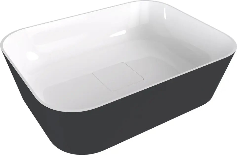 Polysan Banera - Opbouwwastafel, 50x35 cm, zonder overloop, zonder kraangat, mat antraciet/wit 14596.52