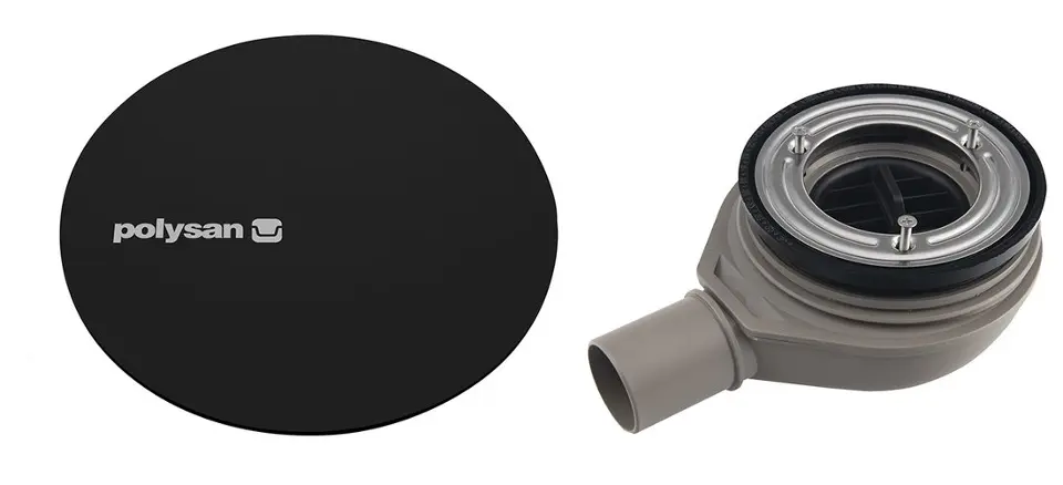 E-shop Polysan - Vaničkový sifón Mirai, priemer 90 mm, s krytkou, matná čierna 72730B