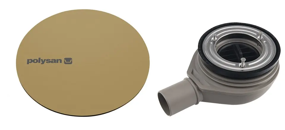 E-shop Polysan - Vaničkový sifón Mirai, priemer 90 mm, s krytkou, matná zlatá 72730GB