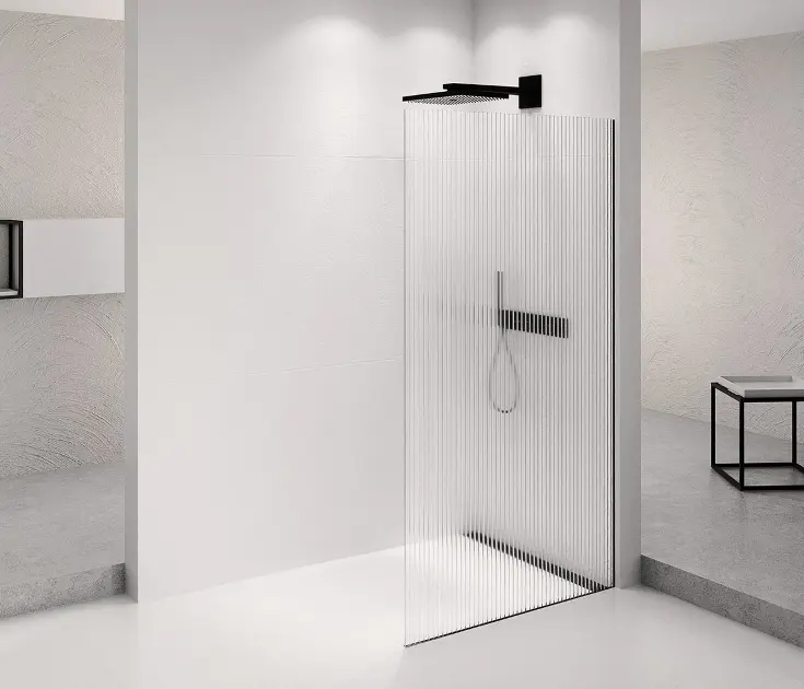 Polysan Architex - Zid za tuširanje Walk-In, 96x210 cm, mat crna/Flute staklo AXB100FL