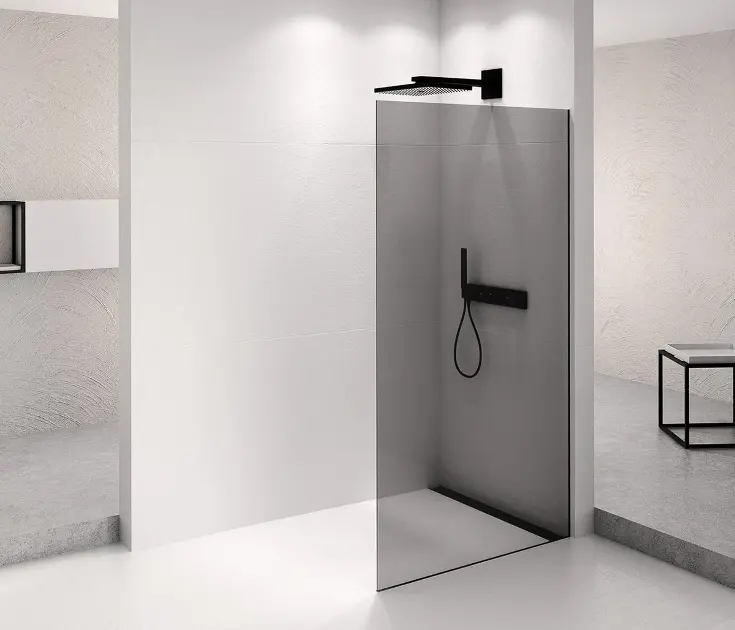 Polysan Architex - Zid za tuširanje Walk-In, 96x210 cm, mat crna/dimljeno staklo AXB100SC