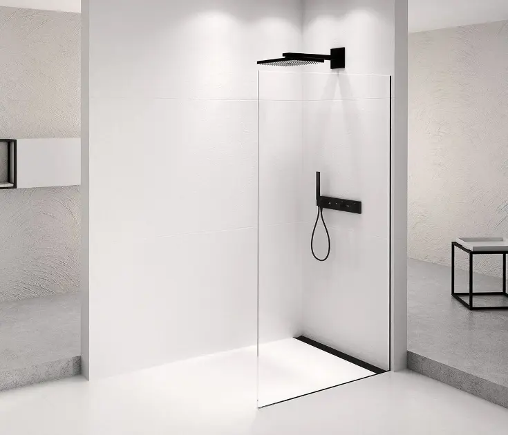 Polysan Architex - Zid za tuširanje Walk-In, 106x210 cm, mat crna/prozirno staklo AXB110CL