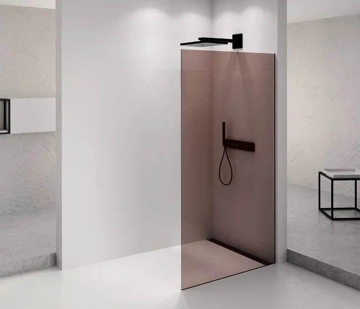 Polysan Architex - Zid za tuširanje Walk-In, 66x210 cm, mat crna/smeđe staklo AXB70MR