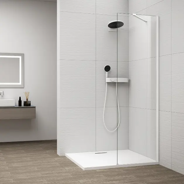 Polysan Esca - Душ стена Walk-In 40x210 см, Antidrop, прозрачно стъкло/бяло ES1040-03