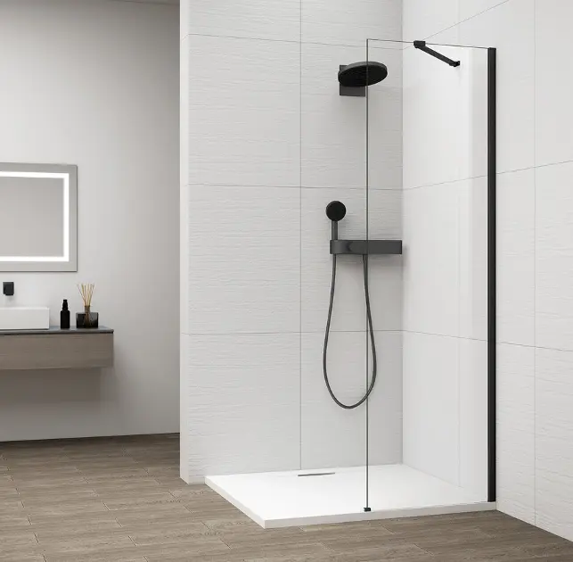 E-shop Polysan Esca - Sprchová stena Walk-In 60x210 cm, Antidrop, sklo číre/matná čierna ES1060-02