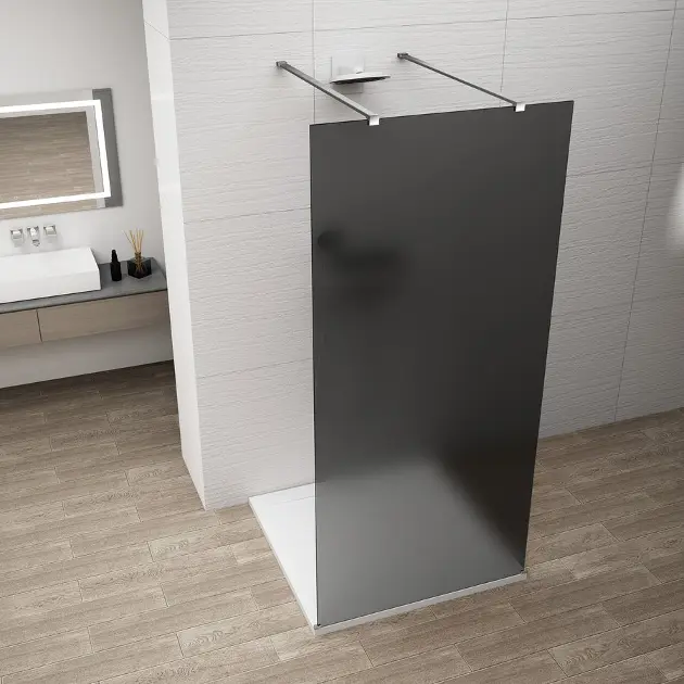 E-shop Polysan Esca - Sprchová stena Walk-In 100x210 cm, Antidrop, dymové matné sklo/chróm ES1410-05