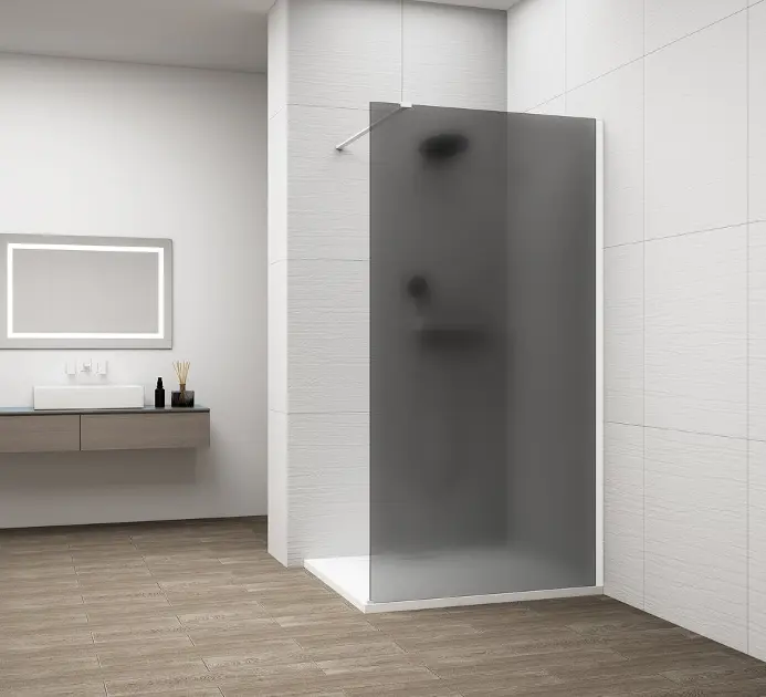 E-shop Polysan Esca - Sprchová stena Walk-In 110x210 cm, Antidrop, dymové matné sklo/biela ES1411-03