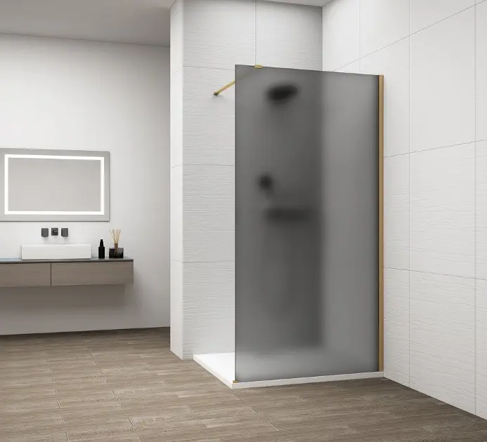 E-shop Polysan Esca - Sprchová stena Walk-In 70x210 cm, Antidrop, dymové matné sklo/matná zlatá ES1470-04