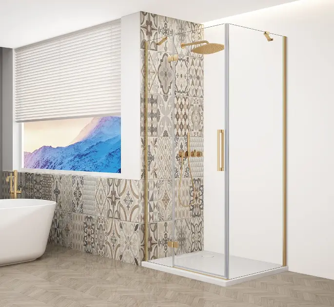 Gelco Trinity - Душ кабина 90x80 см, лява, прозрачно стъкло/златисто GT5680-90CL-G