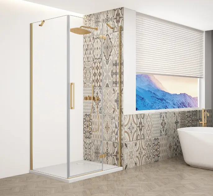 Gelco Trinity - Душ кабина 90x80 см, дясна, прозрачно стъкло/златисто GT5680-90CR-G