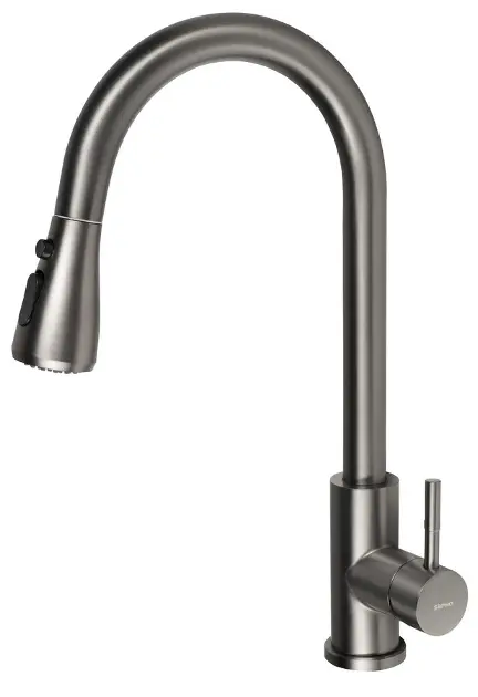 Levně Sapho - Dřezová baterie Mikela, s výsuvnou sprškou, gun metal 1106-30GM