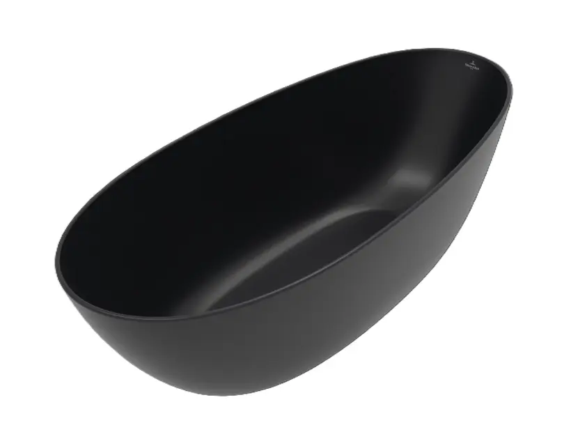 Levně Villeroy & Boch Antao - Volně stojící vana 170x75 cm, SilentFlow, Quaryl, Pure Black UBQ170TAO7TV-R7
