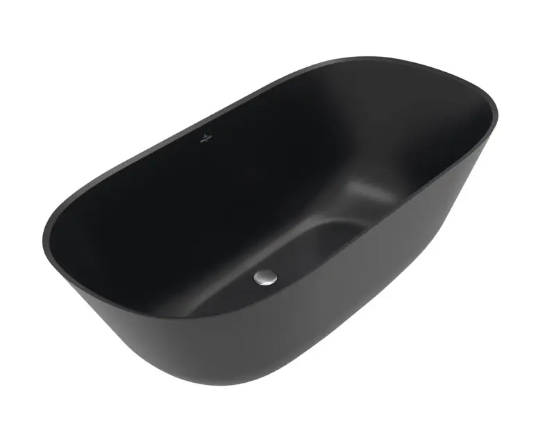 Villeroy & Boch Theano - Volně stojící vana, 175x80 cm, Quaryl, Pure Black UBQ175ANH7F200V-R7