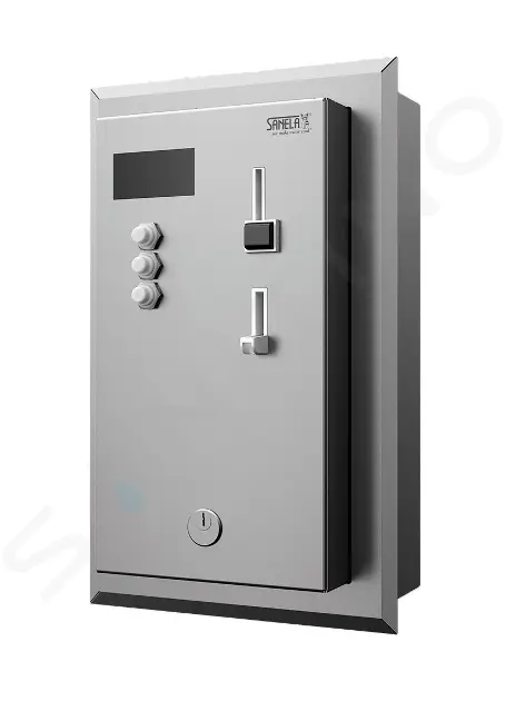 Sanela - Vstavaný mincový automat pre 4-12 spŕch, interaktívne ovládanie, antivandal, matná nerezová SLZA 02KNZ