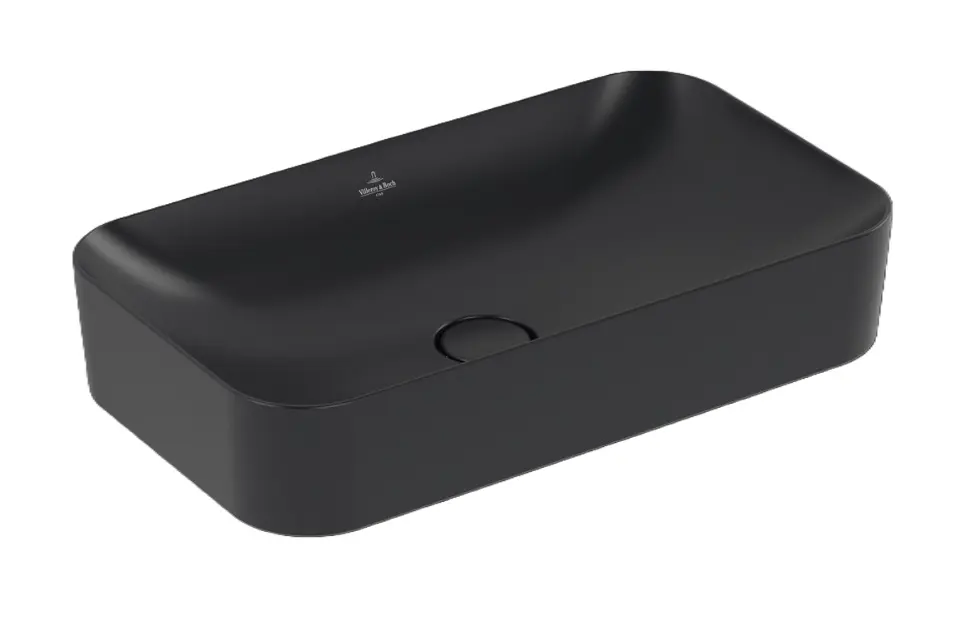 Levně Villeroy & Boch Finion - Umyvadlo na desku 60x35 cm, bez přepadu, bez otvoru pro baterii, CeramicPlus, Pure Black 414361R7