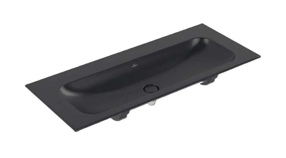 Levně Villeroy & Boch Finion - Umyvadlo nábytkové 120x50 cm, bez přepadu, bez otvoru pro baterii, CeramicPlus, Pure Black 4164C3R7