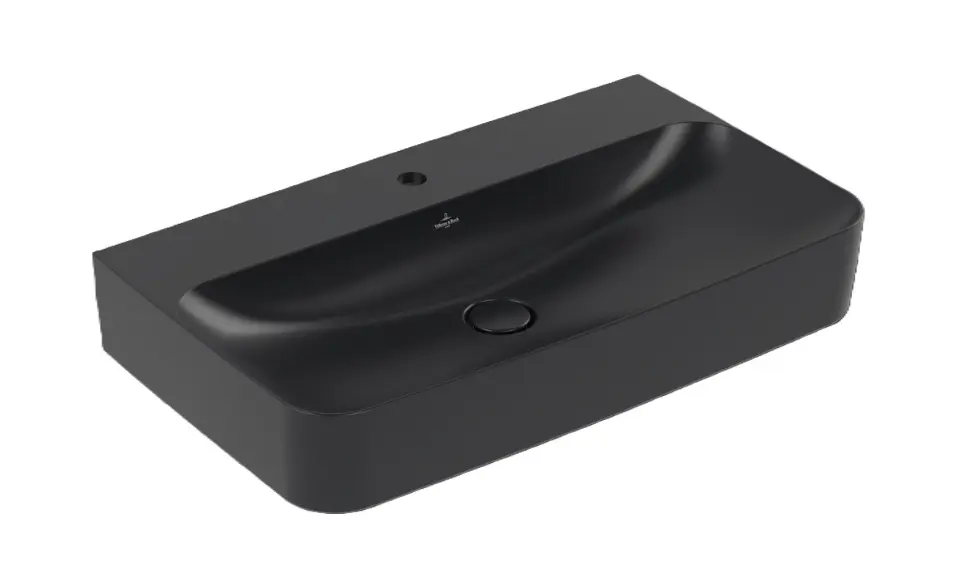 Levně Villeroy & Boch Finion - Umyvadlo 80x47 cm, bez přepadu, otvor pro baterii, CeramicPlus, Pure Black 41688LR7