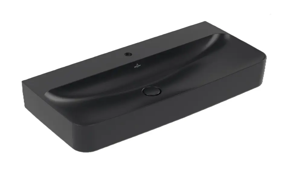 Levně Villeroy & Boch Finion - Umyvadlo 100x47 cm, bez přepadu, otvor pro baterii, CeramicPlus, Pure Black 4168A2R7