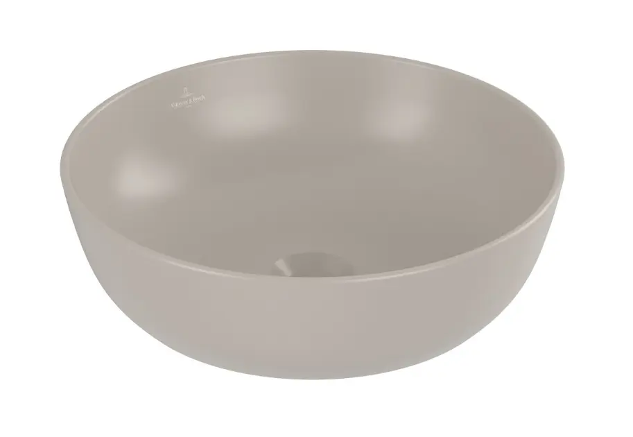 Villeroy & Boch Artis - Aufsatzwaschtisch, Durchmesser 43 cm, ohne Überlauf, ohne Armaturenbohrung, CeramicPlus, Almond 417943AM