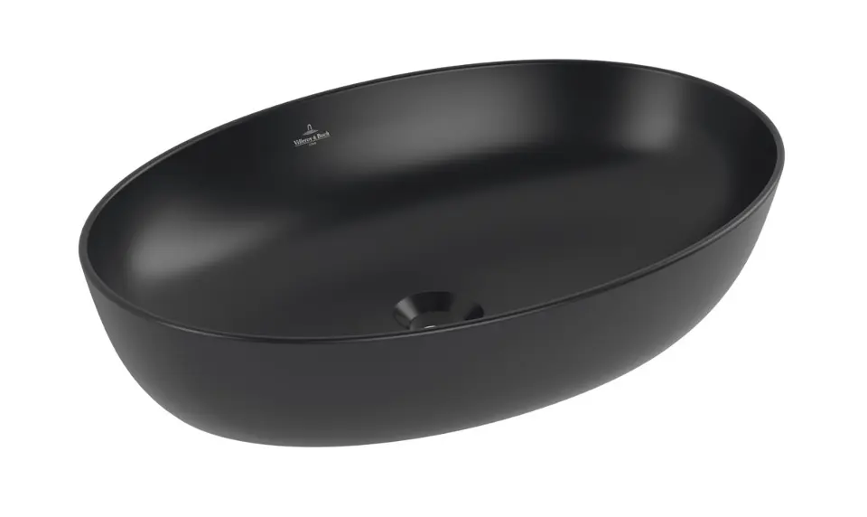 Villeroy & Boch Artis - Lavoar cu montare pe blat 61x41 cm, fără preaplin, fără orificiu pentru baterie, CeramicPlus, Pure Black 419861R7