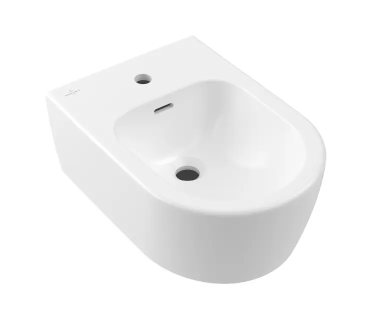 Levně Villeroy & Boch Skyla - Závěsný bidet 530x370 mm, s přepadem, otvor pro baterii, CeramicPlus, Stone White 448200RW
