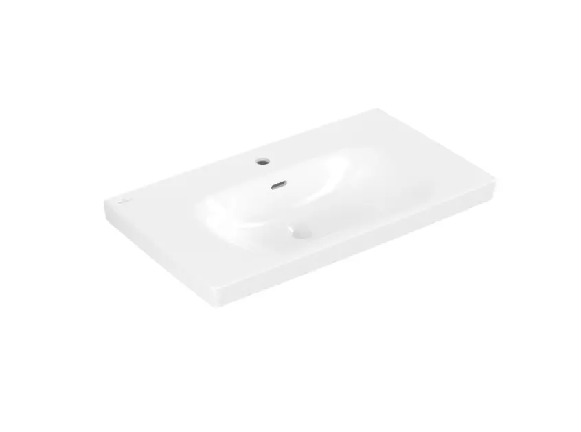 Villeroy & Boch Skyla - Lavabo, 80x46 cm, con troppopieno, foro per rubinetto, bianco alpino 5A518001