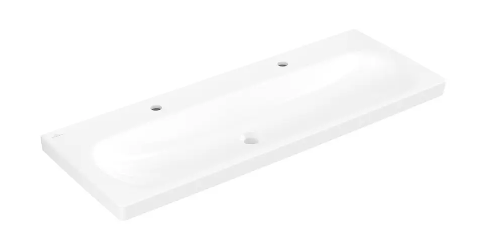 Levně Villeroy & Boch Skyla - Umyvadlo 120x46 cm, bez přepadu, 2 otvory pro baterii, alpská bílá 5A51C201