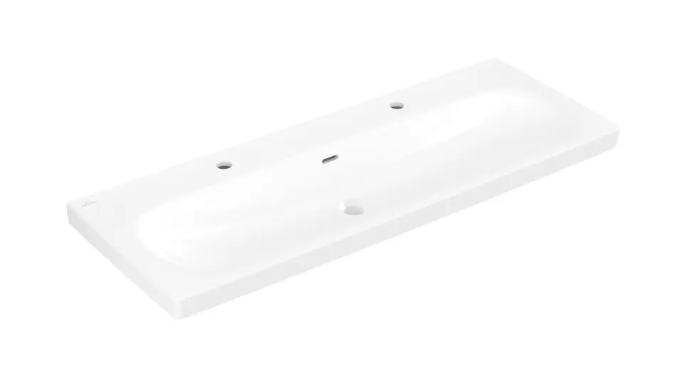 Levně Villeroy & Boch Skyla - Umyvadlo 120x46 cm, s přepadem, 2 otvory pro baterii, CeramicPlus, Stone White 5A51C4RW