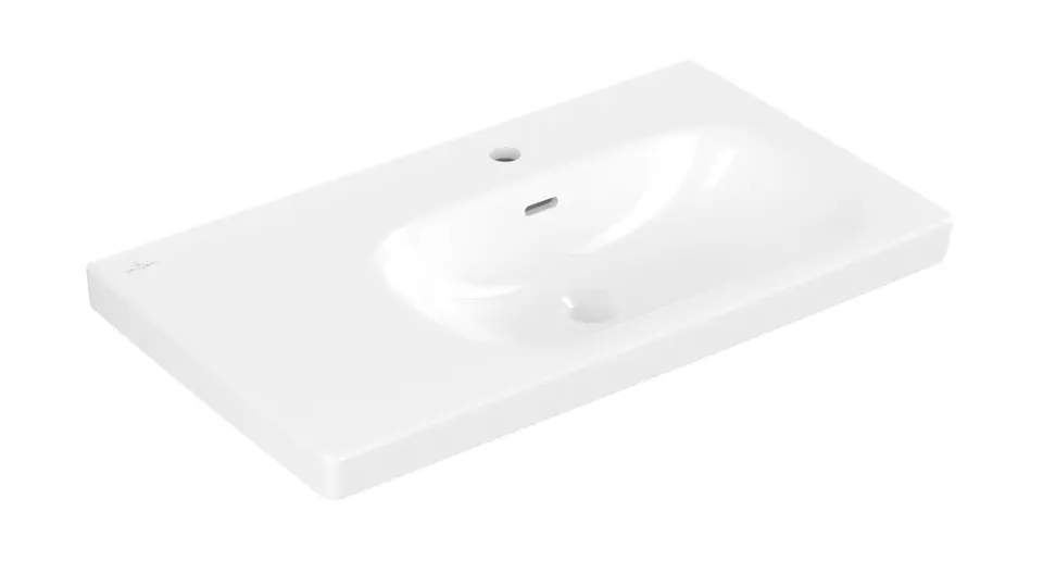 Villeroy & Boch Skyla - Waschbecken 80 x 46 cm, mit Überlauf, Hahnloch, CeramicPlus, Alpinweiß 5A52R1R1