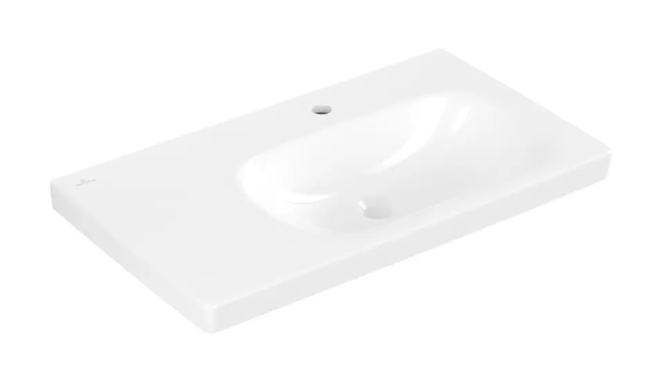 Villeroy & Boch Skyla - Waschbecken 80 x 46 cm, ohne Überlauf, mit Hahnloch, CeramicPlus, Alpinweiß 5A52R2R1