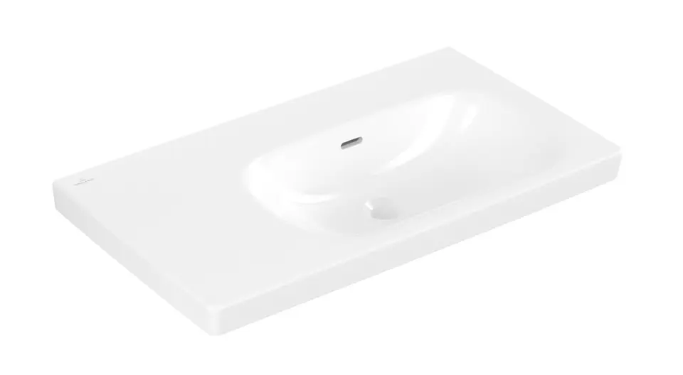 Villeroy & Boch Skyla - Waschbecken 80x46 cm, mit Überlauf, ohne Hahnloch, CeramicPlus, Stone White 5A52R3RW