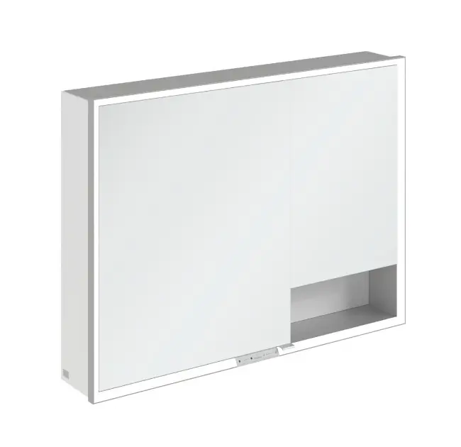 Villeroy & Boch My View+ - Tükrös szekrény LED világítással 100x75x17 cm, 2 ajtós, fehér/szürke A48110VE