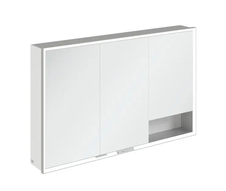 Villeroy & Boch My View+ - Tükrös szekrény LED világítással 120x75x17 cm, 3 ajtós, fehér/szürke A48112VE